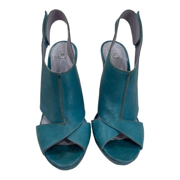 Johnston & Murphy Meagan Velcro Swing Teal Waxy Calf Size 9 Platforms - Picture 9 of 11